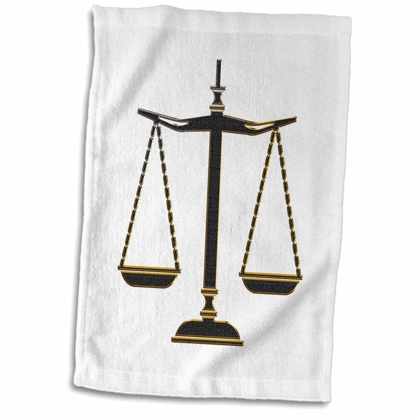 3D Rose Elegant BlackGold Scales of Justice Towel 15 x 22