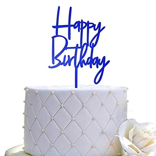 Happy Birthday Cake Topper for Birthday Party Decorations Mirror Blue Acrylic