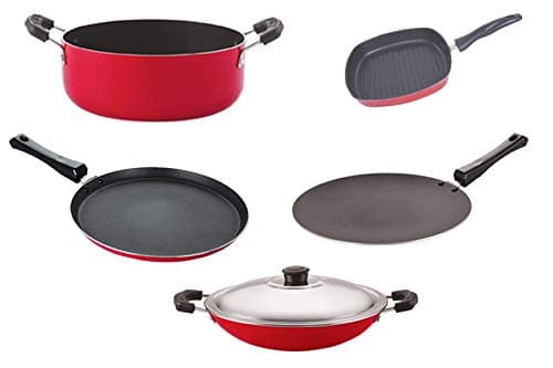Nirlon Non Stick Cookware Pots Pan Gift Set of 5 Pieces with Bakelite Handle26mm_CT12_AC_GP225_Cass22_FT12