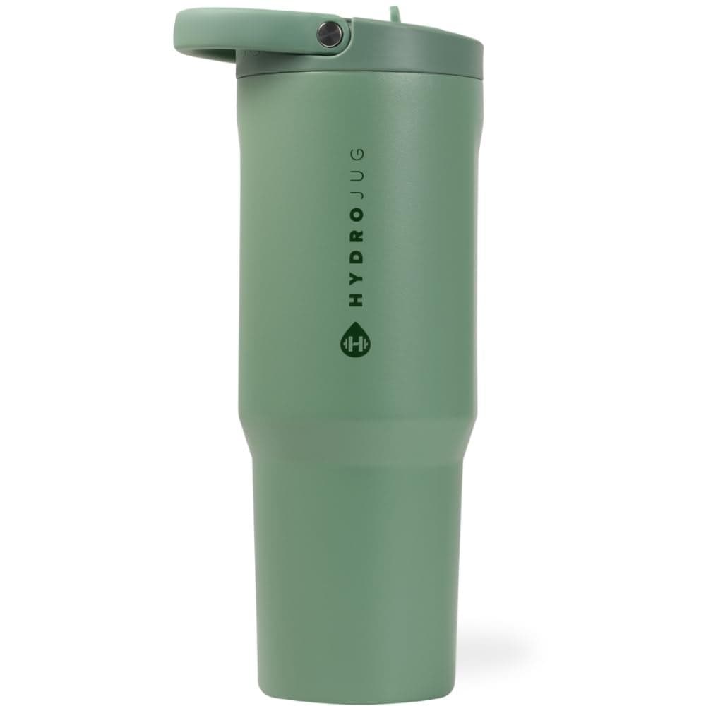 HydroJug Sport Stainless Steel Tumbler with Straw Vacuum Insulated 40oz Leakproof Water Bottle Ergonomic Design Reusable Dishwasher Safe Rubber Base Durable for Gym or Outdoors Sage