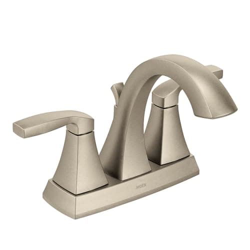 Moen Voss Brushed Nickel Two-Handle High-Arc Centerset Bathroom Faucet with Drain Assembly, 6901BN