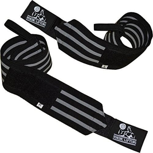 Nordic Lifting Wrist Wraps Super Heavy Duty (1 Pair/2 Wraps) 24" Support for Weight Lifting | Powerlifting | Gym | Cross Training -Weightlifting Thumb Loop - Men & Women Black/Grey,1 Year Warranty