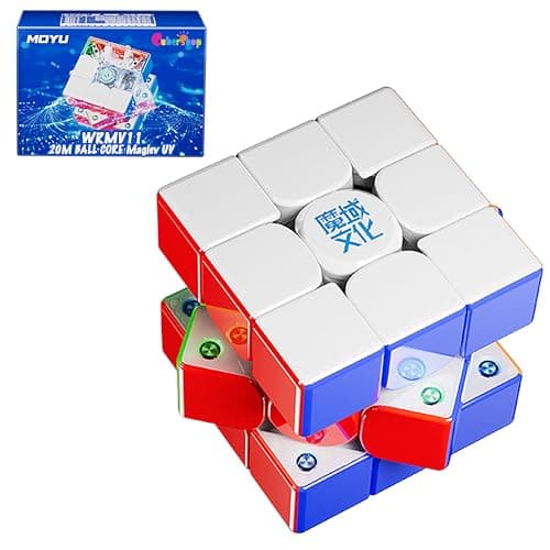 Cubershop Moyu WeiLong V11 WRM 20M Ball core MagLev UV Stickerless Magnetic 3x3 Speed Cube Latest Arrival Luxury Adjustable Tension 3 by 3 100 Magnets Pro Ultra Smooth Deluxe Magic Cloth Cube