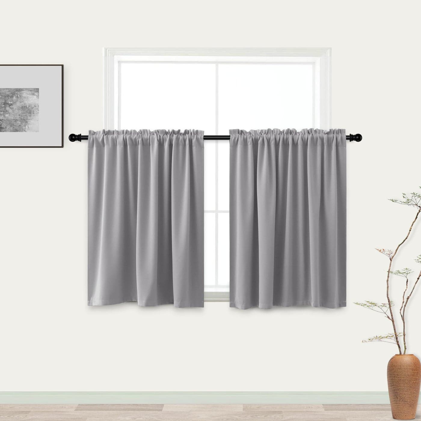 KOUFALL Half Curtains for WindowsBlackout Small Privacy Curtain for Bedroom Bathroom Kitchen RVLight Grey30 Inch Long