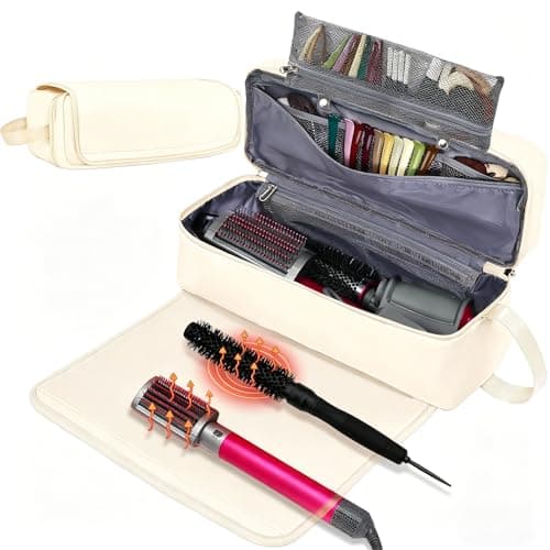 FAMOPLAY Hair Tools Travel Bag with Heat Resistant Mat Hair Styling Accessories Storage Case for Hair Dryer Flat Iron Straightener Curling Iron Haircare Accessories Travel Essentials for Women