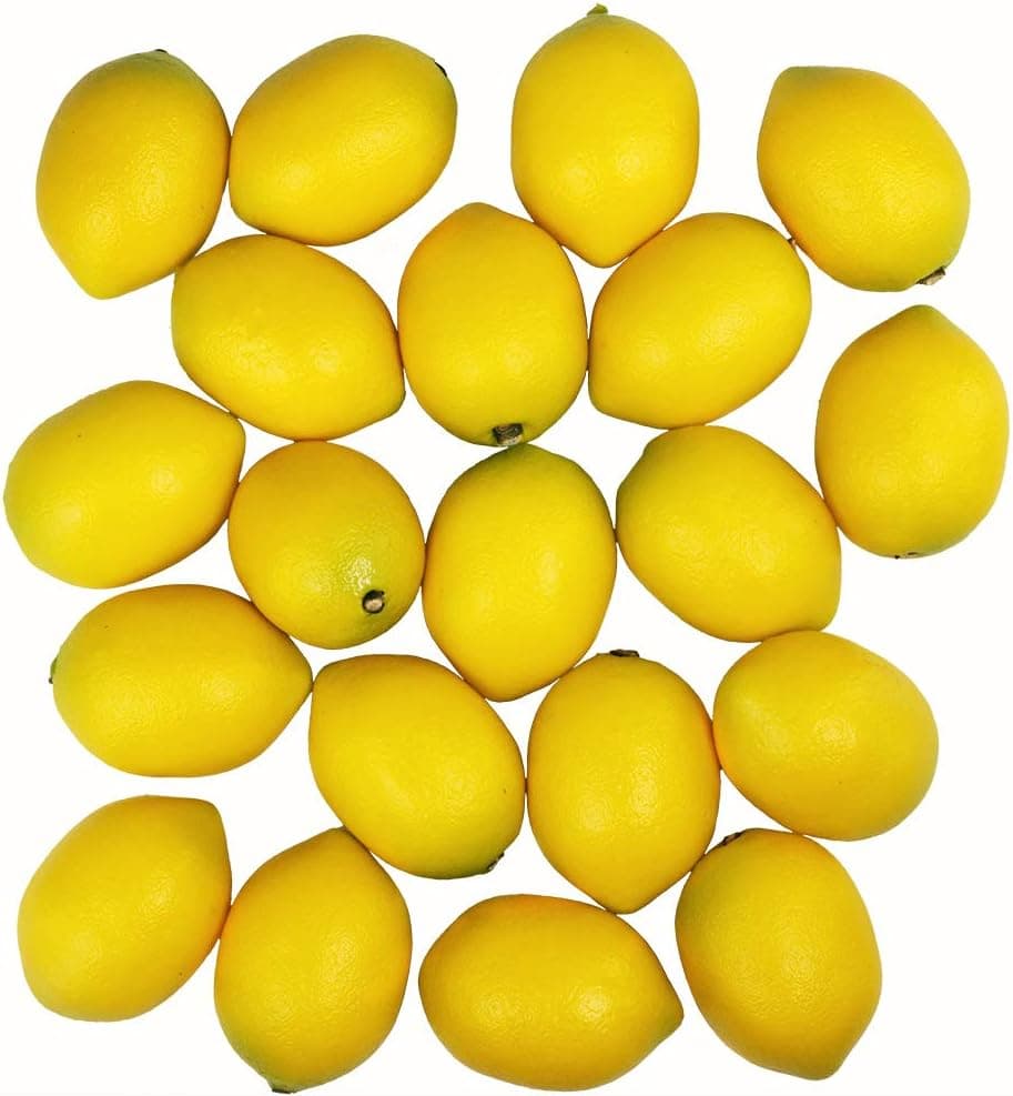 20 pcs Fake Lemons Decorations Faux Fruits Artificial Yellow Lemons for Lemon Wreath Garland Lemonade Party Kitchen Table Summer Spring Dcor Fruit Bowl Vase Fillers Photography Props