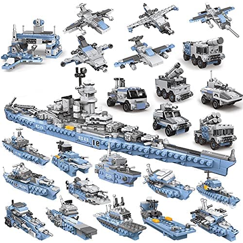 MEOA Military Army Building Toys for Adults 8IN1 USS Missouri Battleship Stem Building Blocks Military Bricks 25 Models Engineering Kits