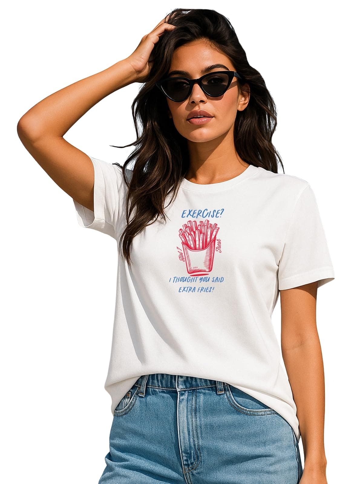 JUNEBERRY® Regular Fit Women’s Pure Cotton Printed T-Shirt – Lightweight, Comfortable & Trendy Casual Graphic Tee (JB_55_EXRZE_WT_S)