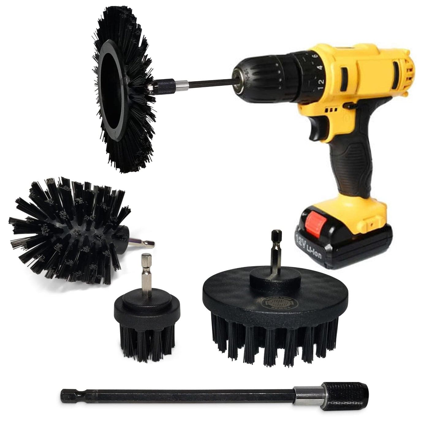 Power Grill Brush 5 Piece BBQ Cleaning Kit Nylon Safe Bristle Free Non WireSafe for All Grates Stainless Steel CharcoalGas ScraperAccessories Outdoor Gift for DadMen Cool Barbecue Cleaner