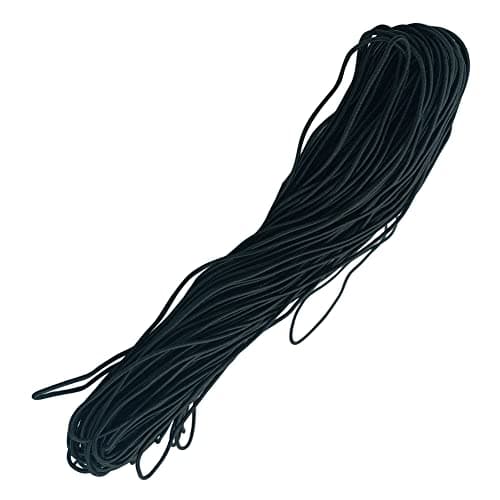 Aakriti 2mm Crafts Elastic Cord Stretchy String for Loop Button, Tagging, Wedding Card and Gift Wrapping, Bracelets, Necklaces, Beading and Masks Making (BLACK-ELASTIC-2MM-40 Meter)