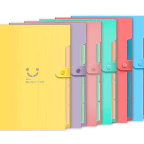 Corslet Expanding File Folder, Aesthetic Folders for School, Accordion File Organizer, Aesthetic Folder with Labels,5 Pockets Important Document Folders for School Office Home (Pack of 6)