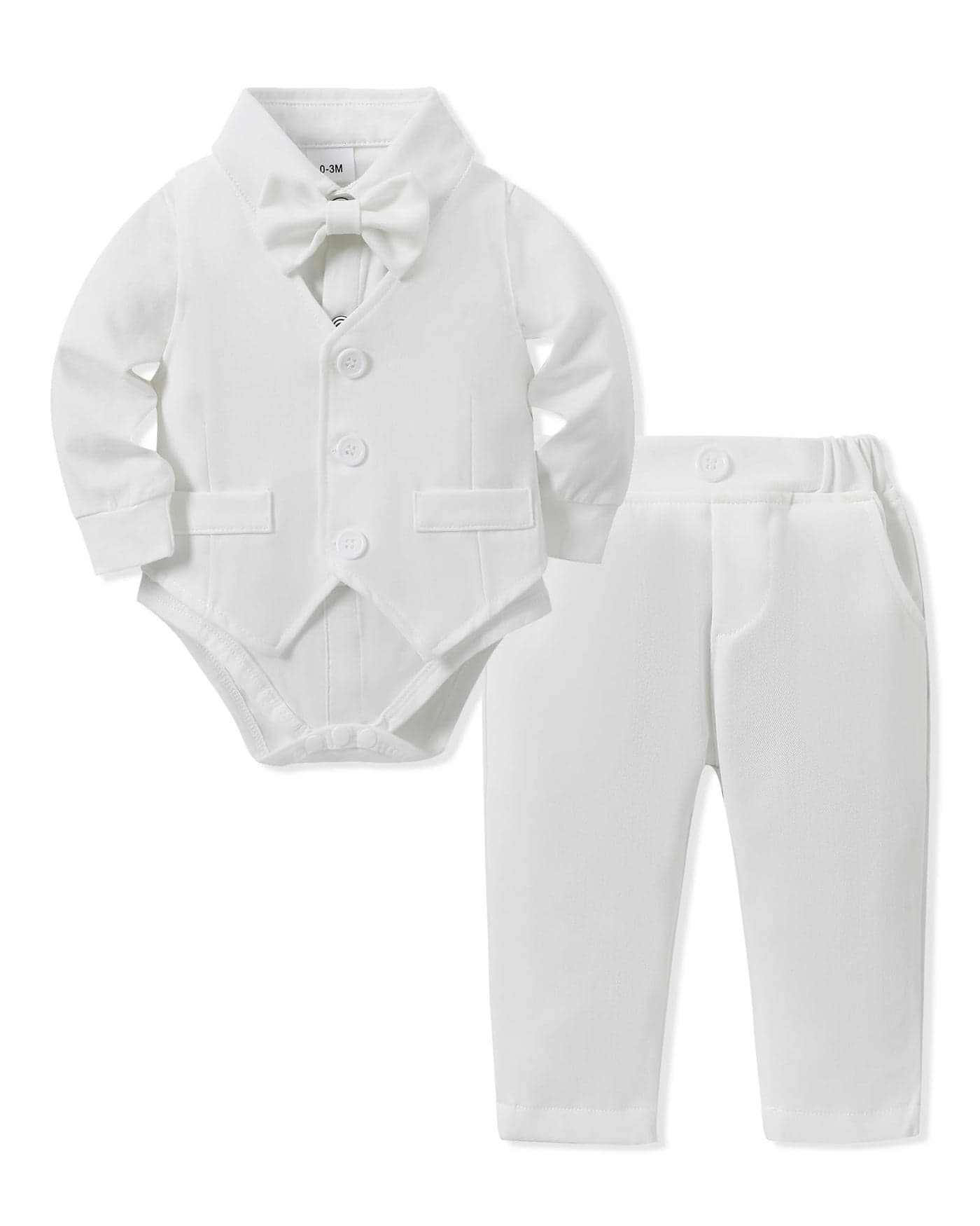 YALLET Baby Boy Clothes Suit Infant Boy Gentleman Outfits Baby Boy Christening Outfit Dress Shirt+Bowtie+Vest+Pants Set for Wedding Party(Baby Baptism Outfits, 3-6 Months)