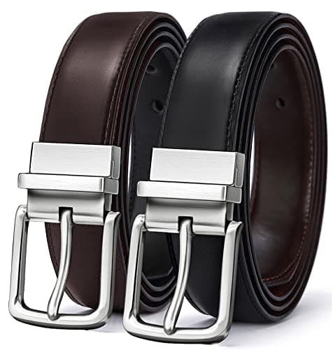 BULLIANT Men's Belt,Reversible Belt Adjustable For Gift Men 1.25”-Cut For Fit-2 Sides in 1 Belt(Not 2)(Black/Antique Coffee,44"-46" Waist Adjustable)