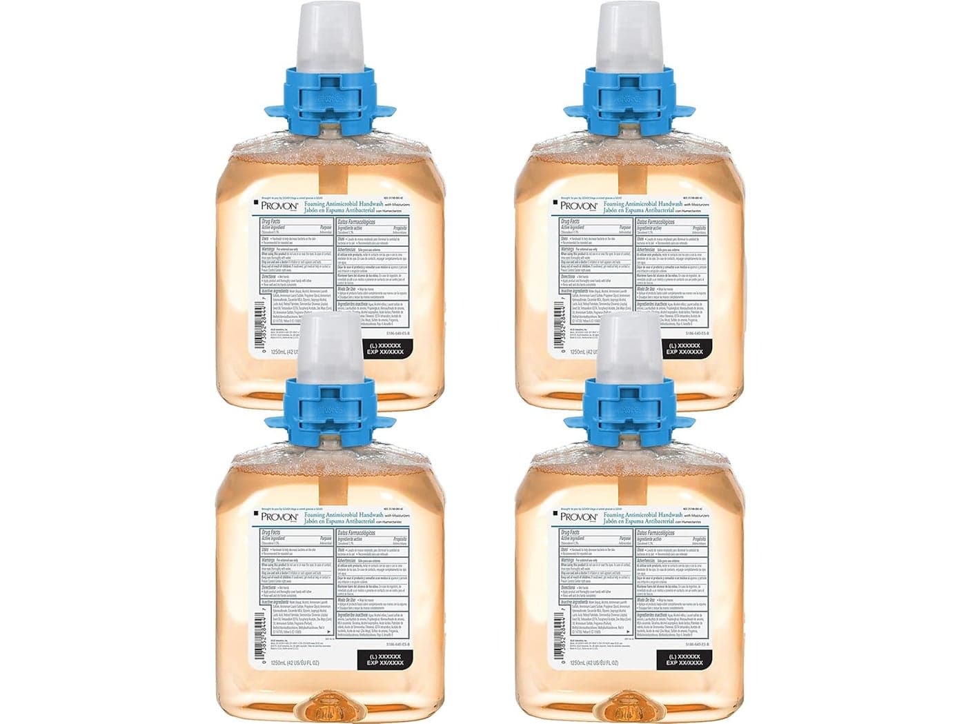 PROVON Foaming Antimicrobial Handwash with Moisturizers Light Fruit Fragrance 1250 mL Hand Soap Refill for PROVON FMX12 PushStyle Dispenser Pack of 4 518604