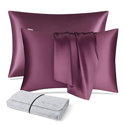 DISANGNI 100 Natural Mulberry Silk Pillow case for Hair and Skin with Hidden Zipper 22 Momme Both Sides Real Silk Pillow Case 2pc King Size 20 x36 Purple