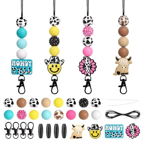 MUBYOK F01 Western Car Freshie Hangers Making Kit DIY Silicone Beads Hanging Charms Accessories Supplies