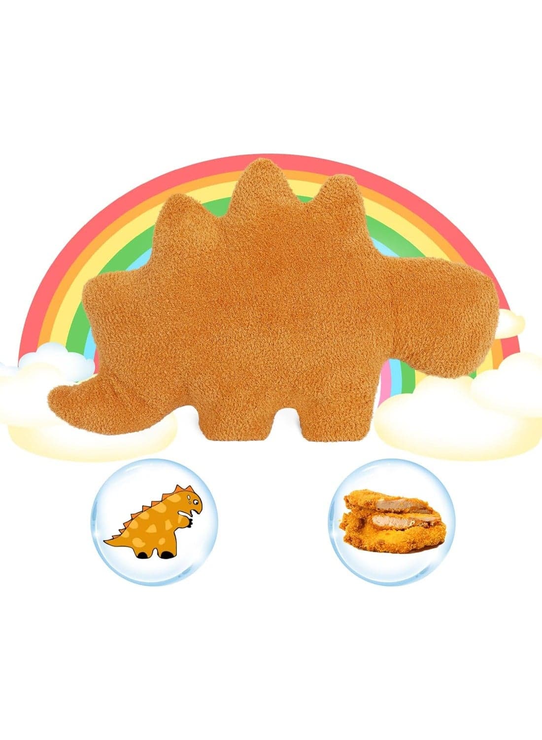 Dinosaur Chicken Nugget Pillow, 16 Inch Cute Dinosaur Plush Animal, Room Decor for Boys and Girls (Stegosaurus)