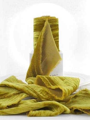 HUIHUANG Gold Velvet Ribbon 3 Inch Crinkled Fringe Gold Christmas Velvet Ribbon for Wreaths Trees Decor Flower Bouquets Gift Wrap Bows Wedding Bridal Showers