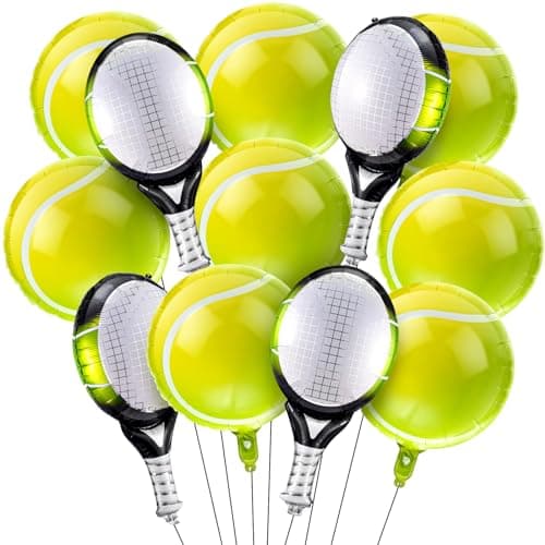 Motionchic 12 Pieces 18 Inch25 Inch Tennis Balloons Racket Balloons Tennis Party Decorations Foil Racket Large Balloon for Sports Themed Birthday Decorations Supplies