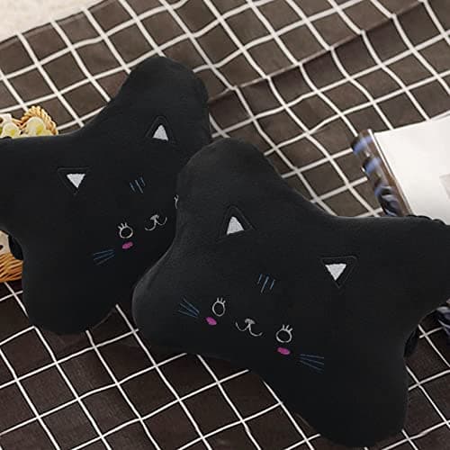Sexysamba Car Headrest PillowCartoon Neck Pillow for CarComfortable Soft Car Seat Pillow for DrivingHead Rest CushionCute Neck Pillow for Travelling and Home 2Pcs Black Cat