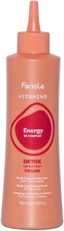 Fanola Vitamins Detox PreShampoo Detox Scalp Fluid to Remove Impurities with Mechanical Scrub Effect 195ml