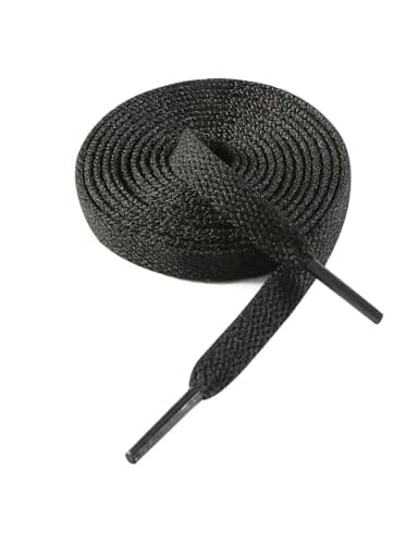 VSUDO 59" Flat Black Shoe Laces for Sneakers, Shoelaces for Sneakers, Replacements Shoe Strings for Women or Men (1 Pair-Black-150CM)