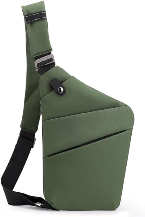 Anti Theft Travel Bag One Shoulder Large Capacity Crossbody Bag Chest Fashion Lightweight Sling Bags for Travel Sports Left Shoulder Green