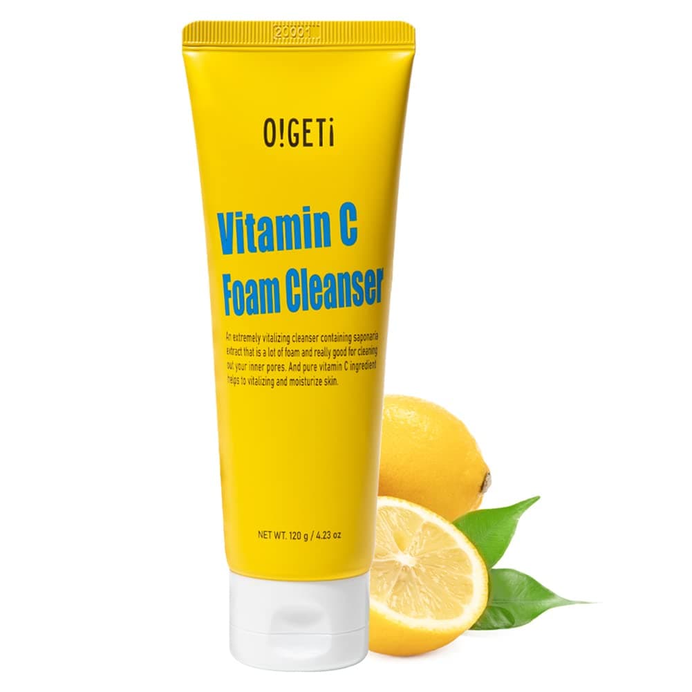 OGet Vitamin C Daily Foam Gentle Face Cleanser Vitalizing Pore Cleanser Moisturises Revitalises for Brighter Clearer Skin 120g