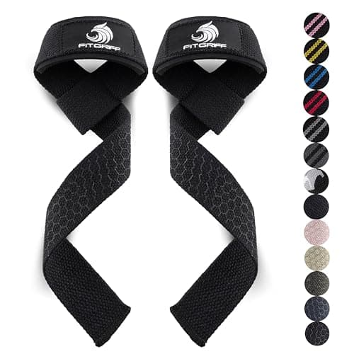 Fitgriff® Lifting Wrist Straps for Weightlifting, Gym, Deadlift, Workout (Made of Premium Cotton & Padded) - Men & Women (XS, Black (Silicone-Grip))