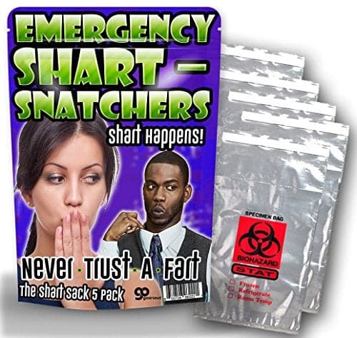 Gears Out Emergency Shart Snatchers 5 Pack Funny Gag Gifts Silly Gifts Biohazard Bags Gifts for Teens Silly Stocking Stuffers Funny Butt Gifts