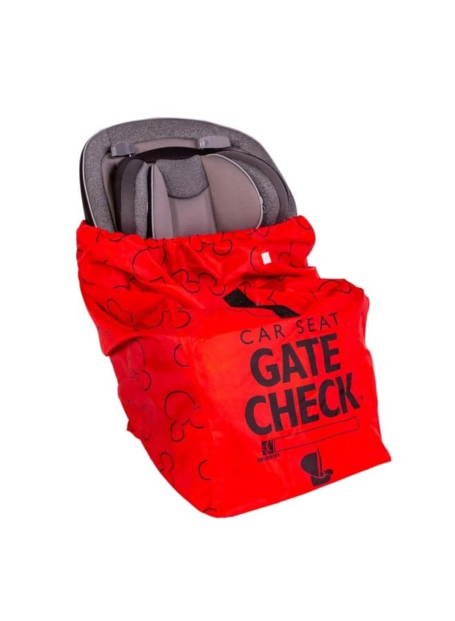 J.L. Childress Disney Baby Gate Check Bag for Car Seats - Travel Bag for Airplane, Fits All Baby & Infant Car Seats, Airport Accessories for Gate Check, Flying Essentials - Mickey Mouse, Red