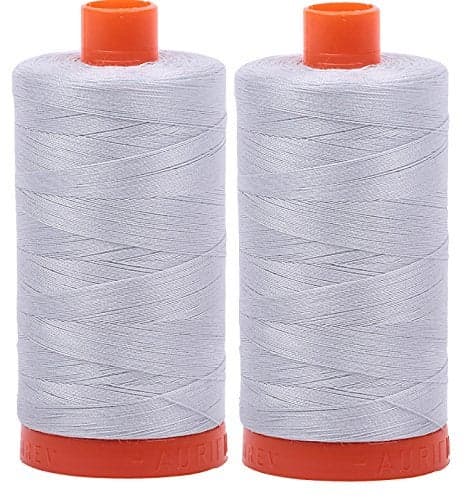 Aurifil Mako 50wt Thread 2 Large Spools: Dove 2600 Color