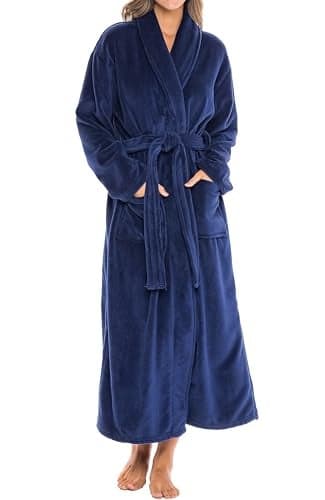 Alexander Del Rossa Womens Robes Long Plush, Robes for Women Bathrobe, Plus Size Robe Navy Blue XL (A0117NBLXL)
