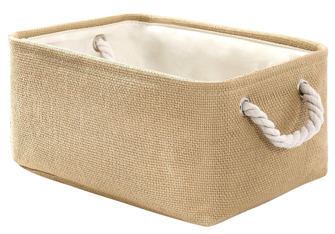 TheWarmHome Decorative Basket Rectangular Fabric Storage Bin Organizer Basket with Handles for Clothes Storage Beige Medium1Pack138L98W67H