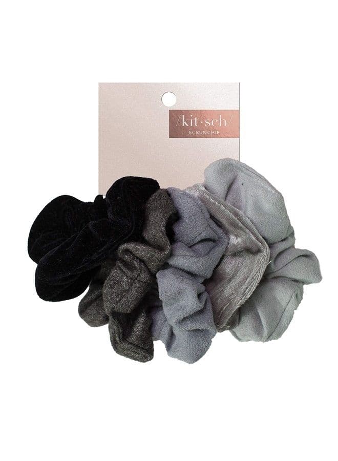 Scrunchies for Women's Hair - Assorted Hair Scrunchies | Large Hair Ties for Women | Hair Tie Scrunchies for Girls | Cute Scrunchie | Hair Bands & Ponytail Holders, 5pc (BlackGray)
