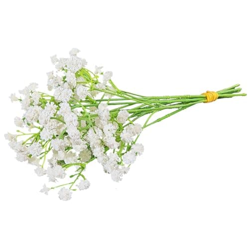 ABAJI Tiny Babys Breath Artificial Flowers Gypsophila Real Touch Flowers for Wedding Party Home Garden Decoration 12 inch in Length Small and Short