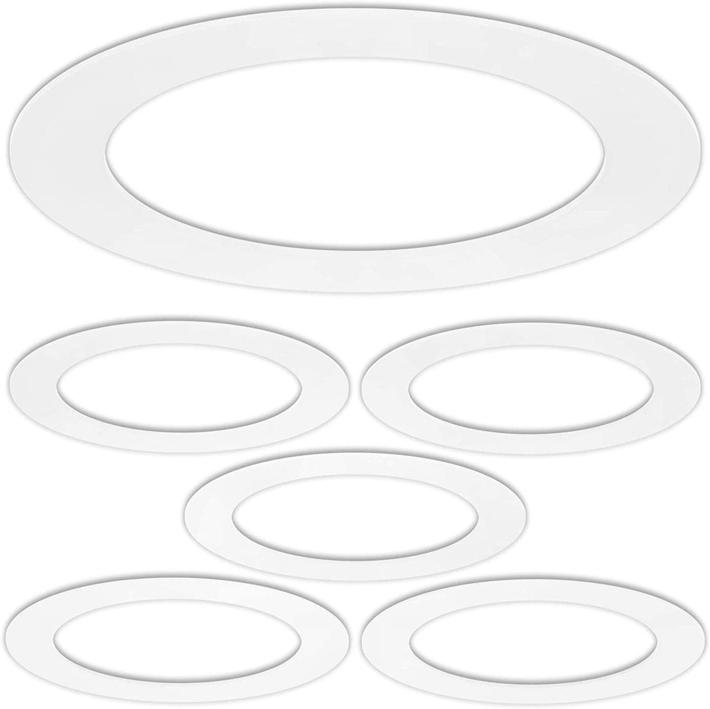5 Pack Gloss White Goof Trim Ring for 6" Inch Recessed Can Lighting Down Light, Outer Diameter 8 Inches