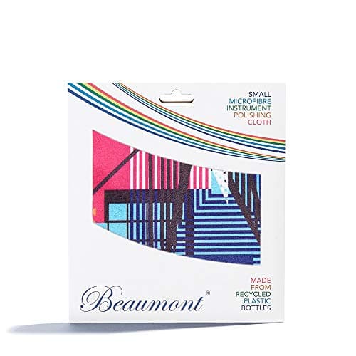 Beaumont Musical Polishing & Cleaning Patterned Neon Arcade Instruments Trumpet Clarinet Sax Flute Recycled Microfibre Cleaning Cloth Brass Silver 25 x 25cm (BFC-NA)