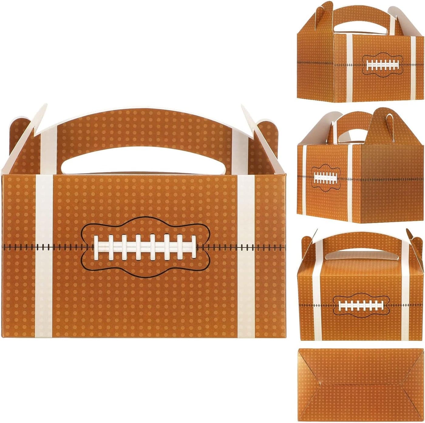 Zhehao 42 Pcs Football Treat Boxes Football Goodie Bags with Handle Sports Theme Party Favors Gift Box Snack Candy Bag for Summer Birthday Sports Baby Shower Party Supplies