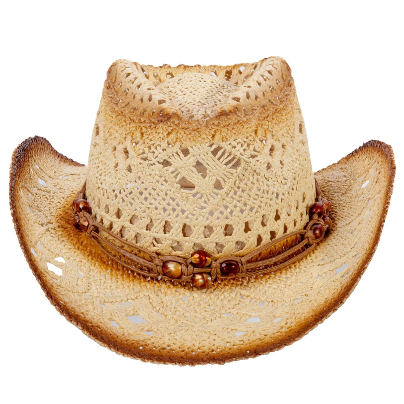 Simplicity Cowboy Hat for Men, Straw Western Hat, Brown with Leather Band