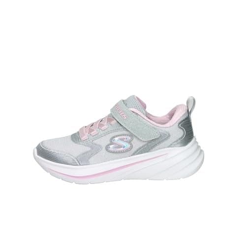 SKECHERS Girls Wave 92 Sneaker, Light Grey, 5 Toddler