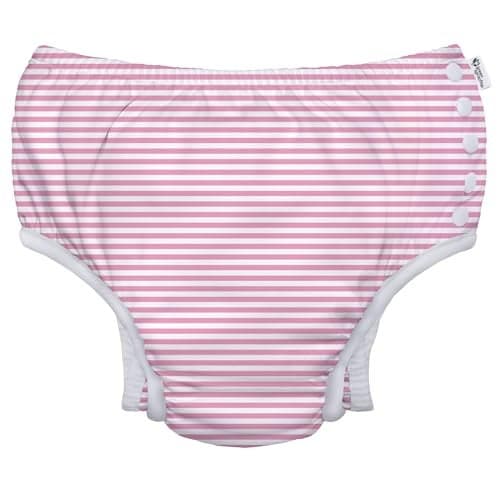 green sprouts Snap Reusable Absorbent Swimsuit Diaper Light Pink Pinstripe 3T
