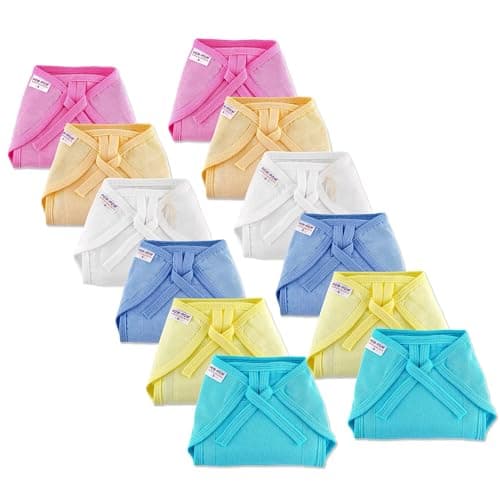 pom-pom SWEET HEARTS Tie up Nappy For Babies, Reusable, Washable Soft Muslin Cotton Nappy/Langot for New Born Baby | Gentle on Baby Skin | Helps in Potty Training | 1-3 months | Pack of 12 | Dyd