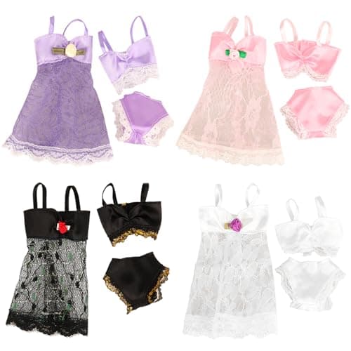 BARWA Doll Pajamas Sleep Suit Sleepwear Clothes Compatible for 115 Inch Girl Doll 4 Sets
