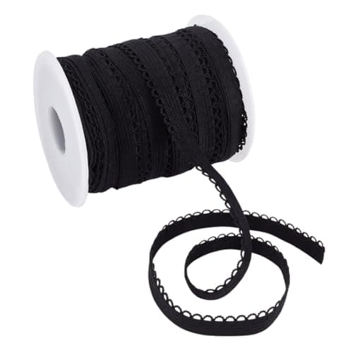 AHANDMAKER 20 Yards Picot Loop Elastic Band 3810mm Spandex Lace Ribbon Decorative Frilly Lace Stretchy Ribbon Elastic Ribbon for Lingerie Underwear Dress Headbands DIY Sewing Crafts Black