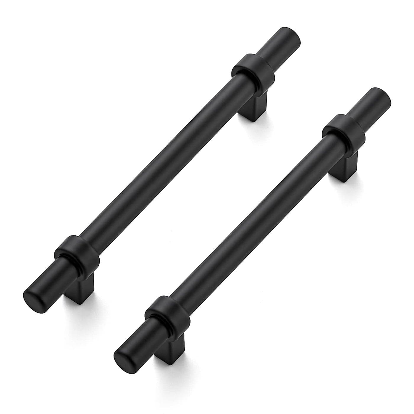 Ravinte 10 Pack 738 Inch Cabinet Pulls Matte Black Kitchen Cabinet Hardware Cupboard Handles with Square Base 738 Length5 Hole Center