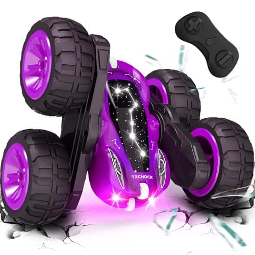 Tecnock Remote Control Car for Kids 24GHz RC Cars with USBC Easy Charging 4WD Double Sided 360 Rotates and Flips RC Stunt Car Toys Gift for Boys and Girls Ages 68 812