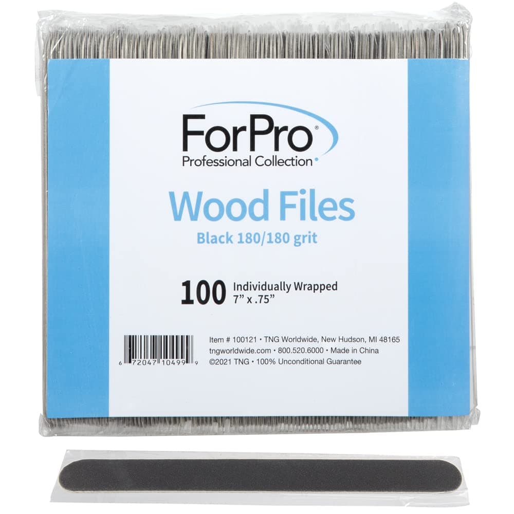 ForPro Professional Collection Wood Nail File Black 180180 Grit DoubleSided Manicure Pedicure Nail Files 7 L x 75 W IndividuallyWrapped 100Count