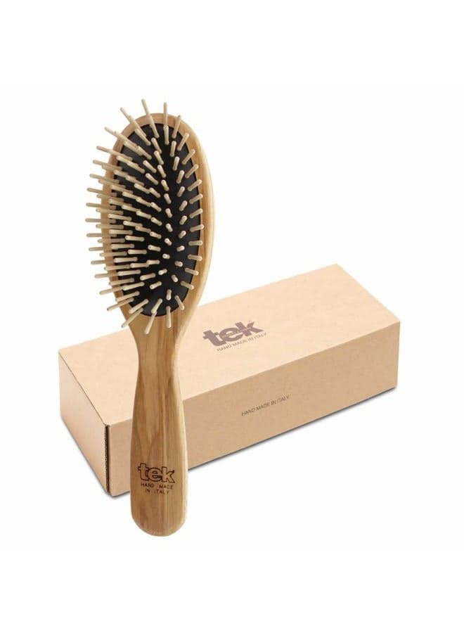Tek big oval hairbrush in ash wood with short pins