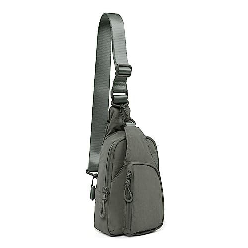 ODODOS Daily Sling Bag with Adjustable Straps Crossbody Chest Bag Lightweight Small Backpack for Casual Outdoor Traveling Hiking, Olive Charcoal